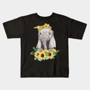 Sunflower Elephant t shirt for woman who loves elephant Kids T-Shirt